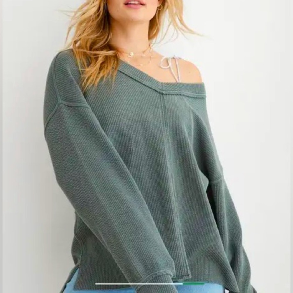 Aerie Wonder Texture V-Neck Sweatshirt
